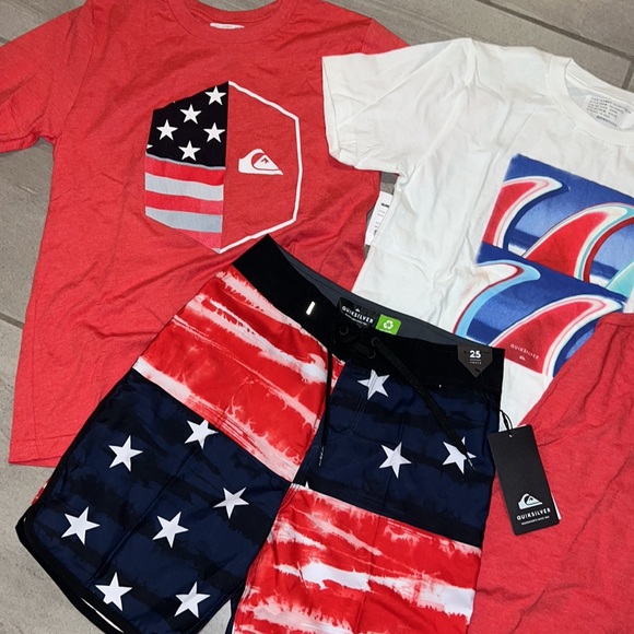 ๐ฅ YOUTH BOY TSHIRT SWIM BUNDLE DEAL BOX LOT OF 4 QUIKSILVER NEW WITH TAGS! - Picture 2 of 7